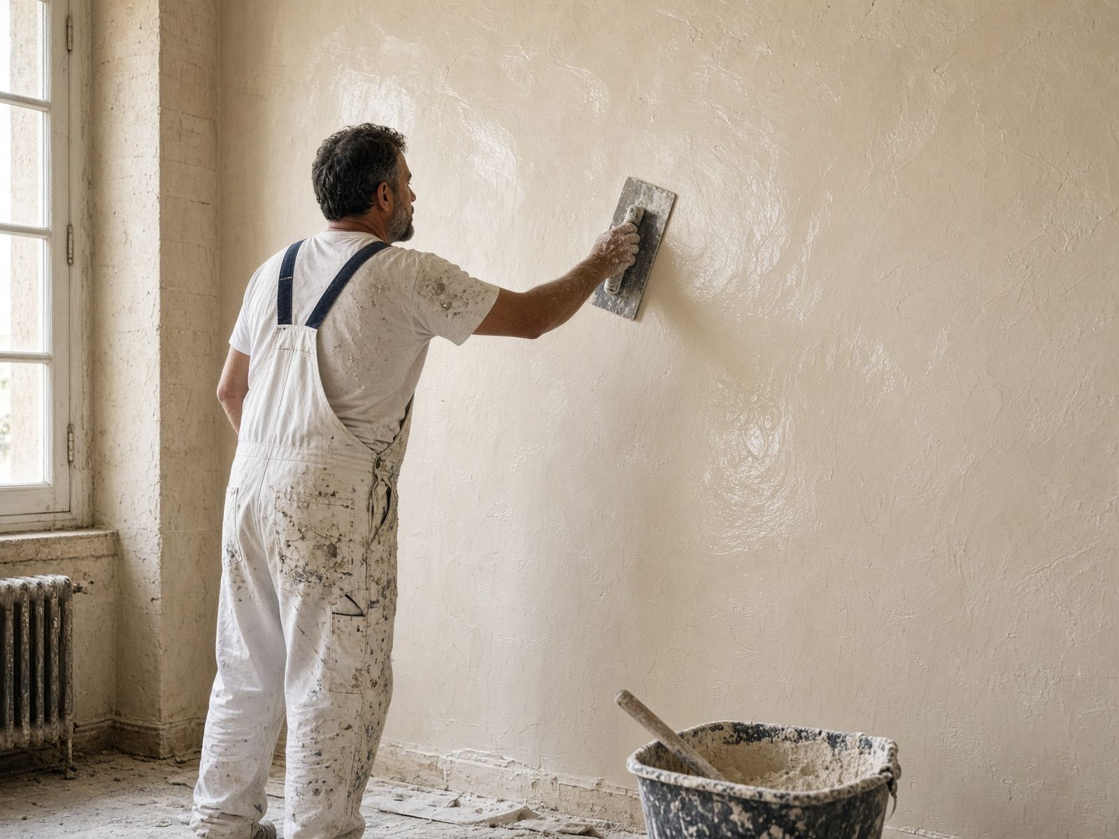 Application d’un enduit à la chaux, intérieur à Marseille
