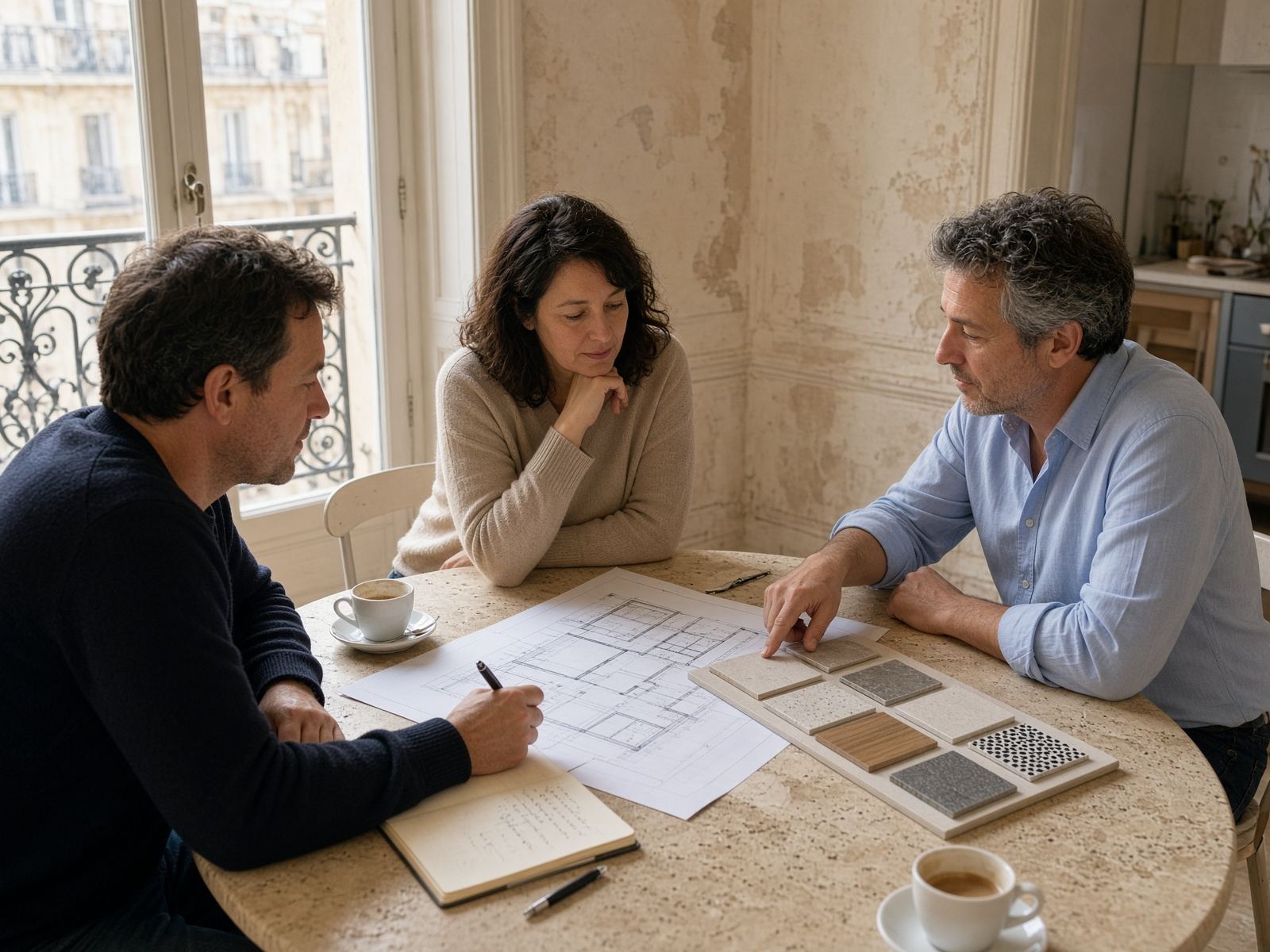Plans et échantillons pour chiffrer une rénovation à Marseille